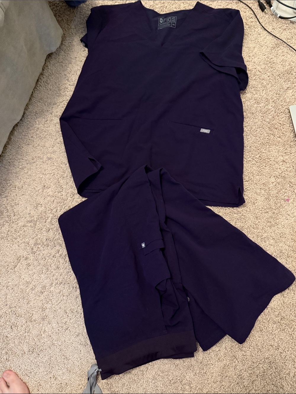Figs Purple Jam V-Neck Scrub Top and Pants